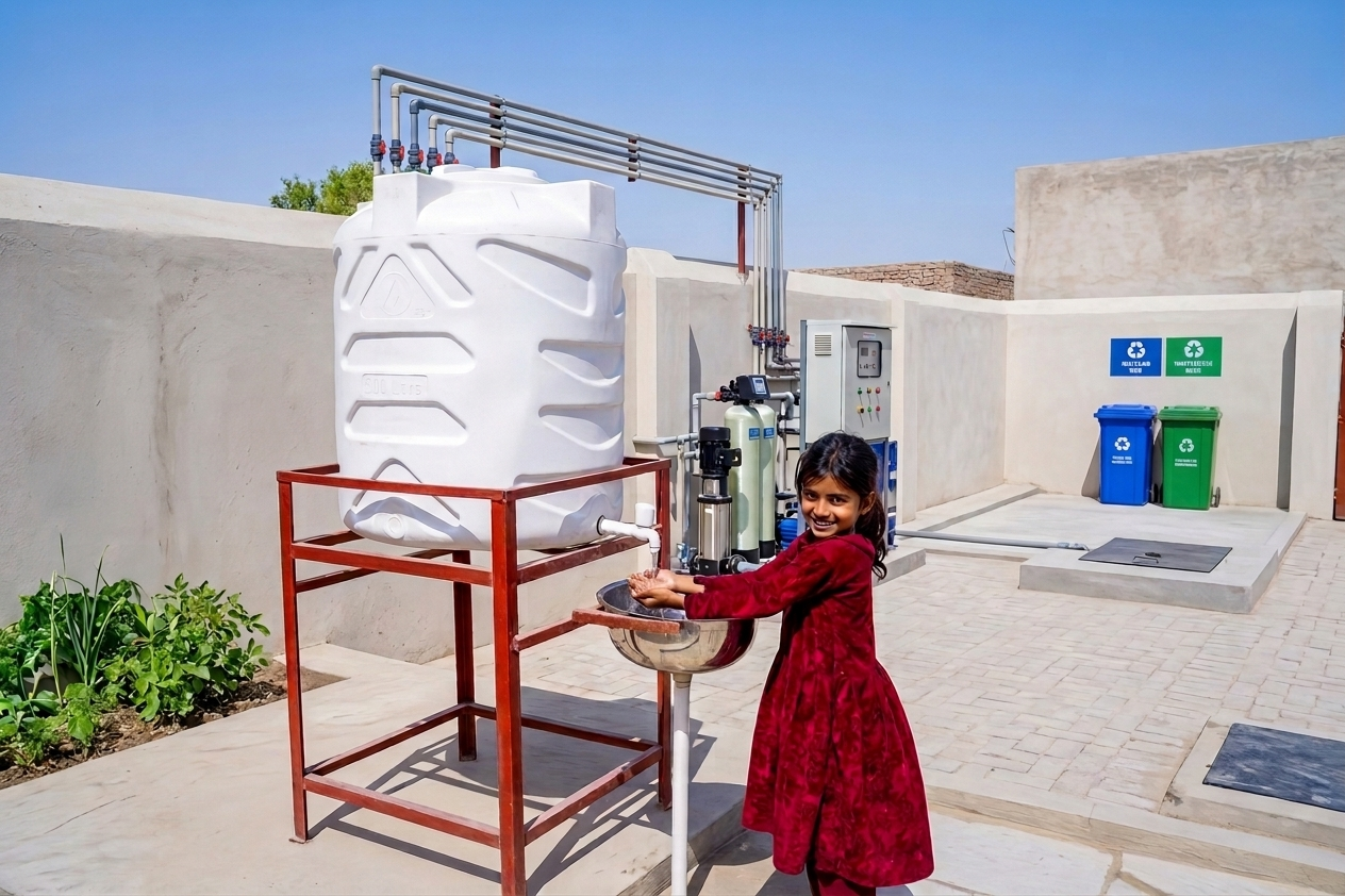Clean water supply and sanitation facility installed by PIU Public Health Engineering